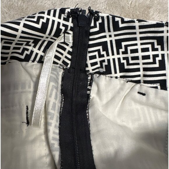 Alfred Sung Pure Geometric Black White Pencil Skirt S Cotton Spandex Side Zip - Picture 6 of 11